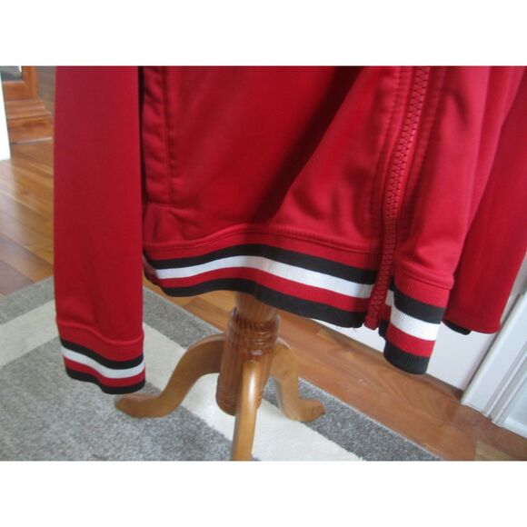 VINTAGE Y2K ENYCO RED TRACK JACKET STRIPED KNIT COLLAR, CUFFS SIZE XL PERFECT - Picture 7 of 7
